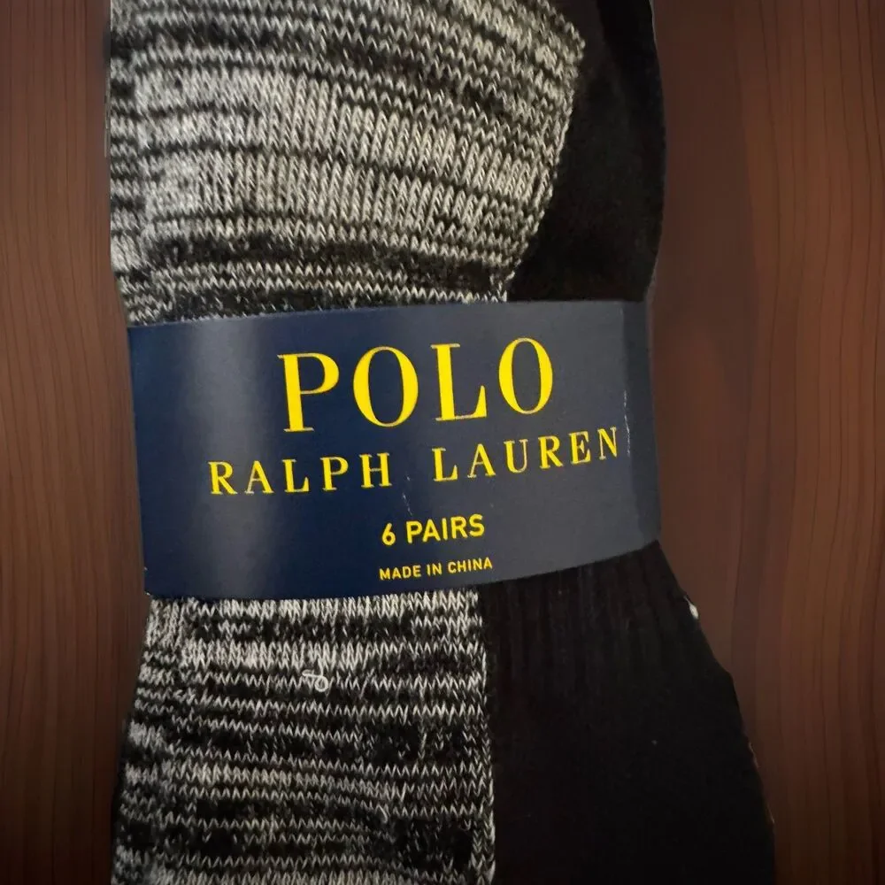 NWT Polo Ralph Lauren Unisex Ankle Socks 6 Pairs Sz 9-11